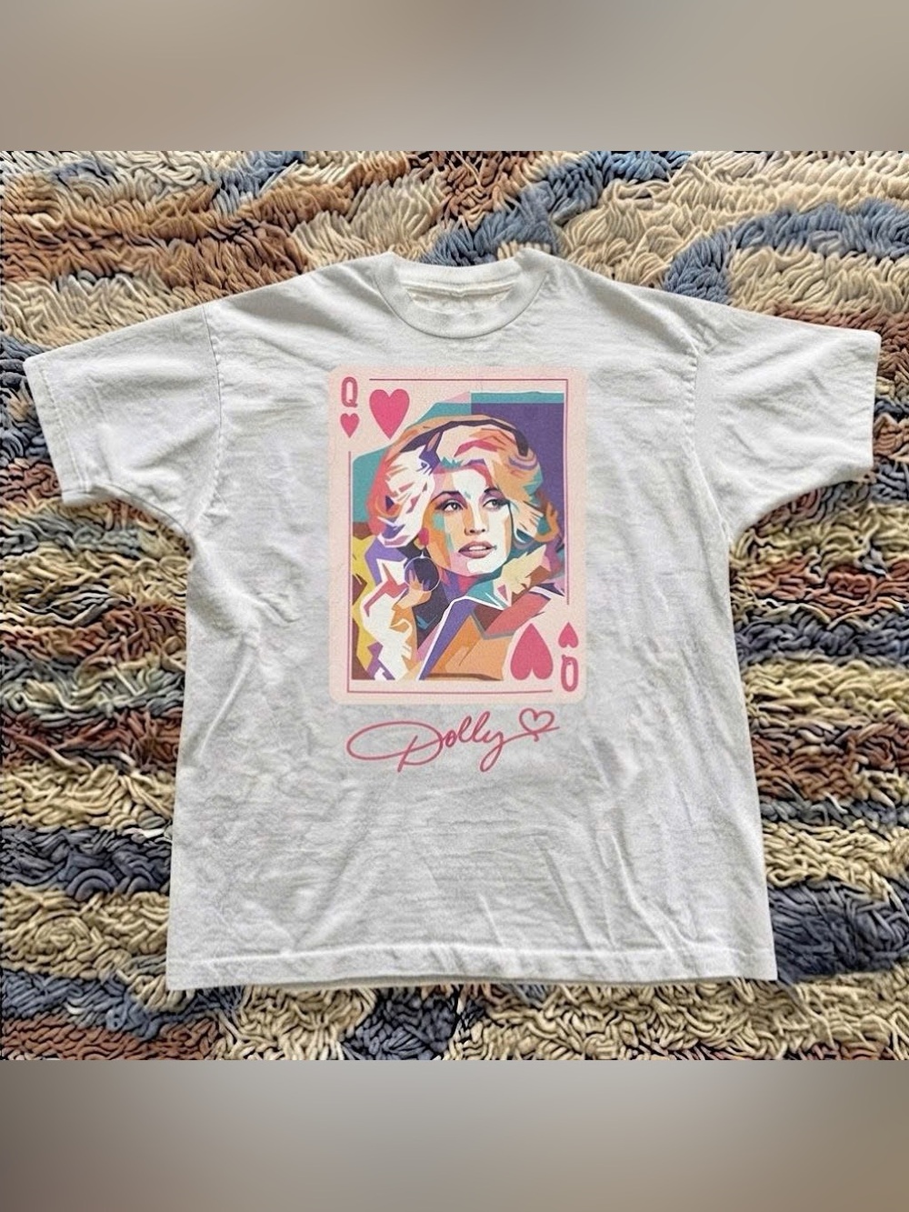 Vintage Dolly Queen of Hearts Graphic Tee - White